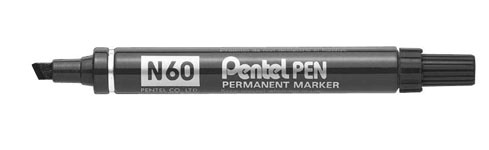 Pentel N60A Black Chisel Point Permanent Ink Marker Box 12